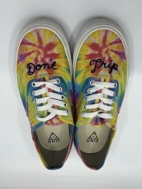 UNIF Don’t Trip Embroidered Tie Dye Canvas Sneakers 9.5